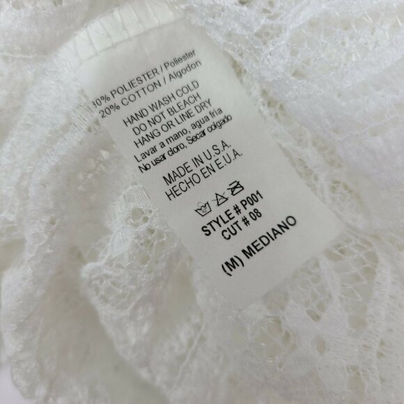 NWOT For Love & Lemons Skivvies Sheer Lace Blouse Womens S White LS Top - Picture 6 of 6